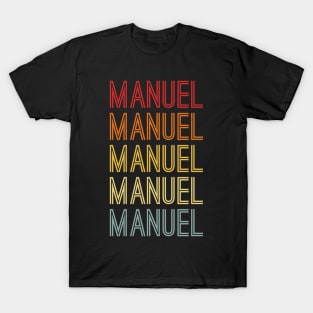 Manuel Name Vintage Retro Pattern T-Shirt